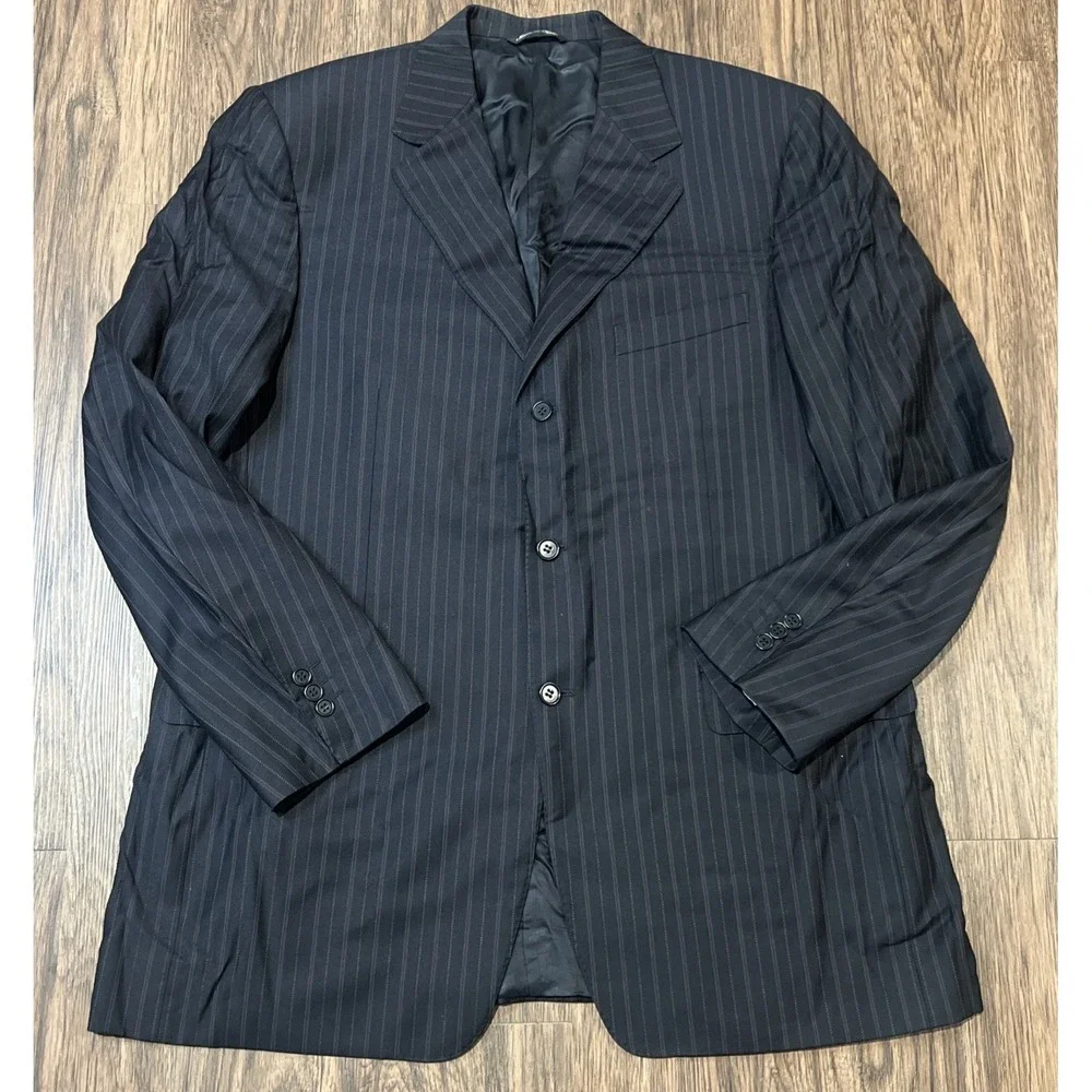Canali Super 120s Pure Wool Men's Blazer Navy Pinstripe Size 54 Long Italy